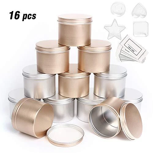 Tarros de velas HOTOOLME contenedores vacíos metal lata aluminio redondo para derretir cera