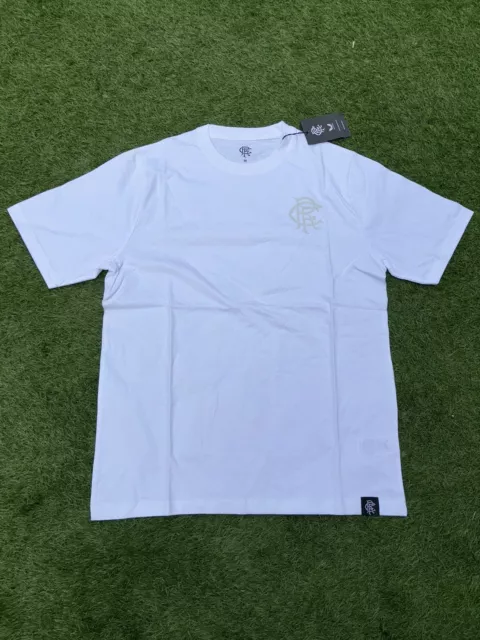 Official Glasgow Rangers FC White Cotton T Shirt Size Medium  BNWT