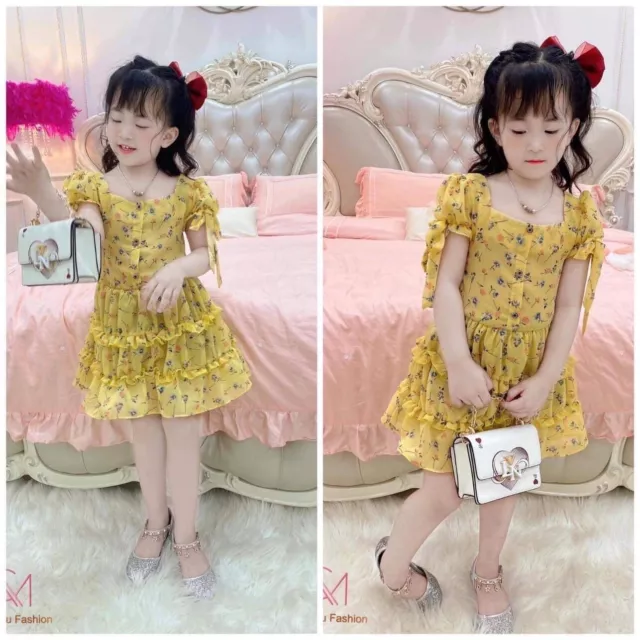 Neck Summer Floral Dresses Baby Vacation Print Girls Sleeves Toddler Puff Prince