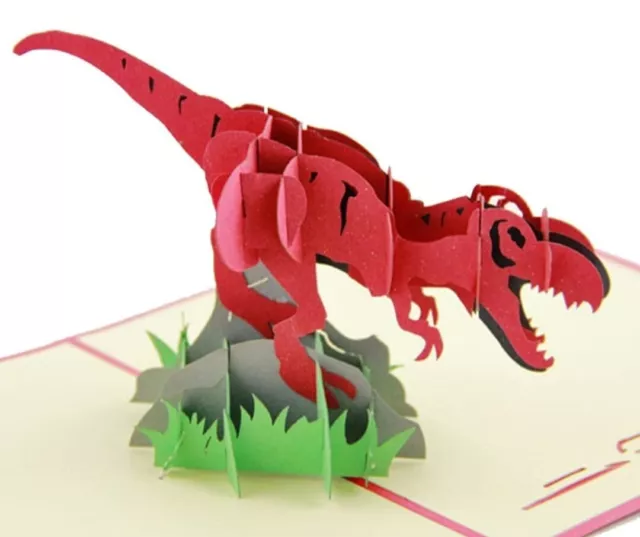 Geburtstagskarte 3D POP UP Dinosaurier Dino Zug Karte Einladungskarte T-Rex