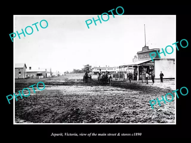 OLD LARGE HISTORIC PHOTO OF JEPARIT VICTORIA THE MAIN STREET & STORES c1890