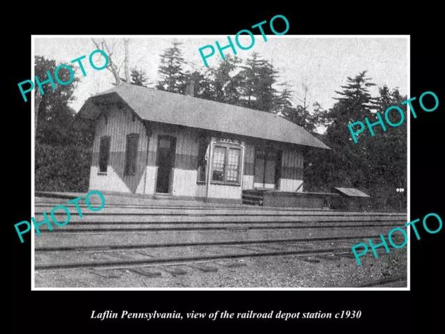 OLD LARGE HISTORIC PHOTO OF LAFLIN PENNSYLVANIA RAILROAD DEPOT STATION c1930