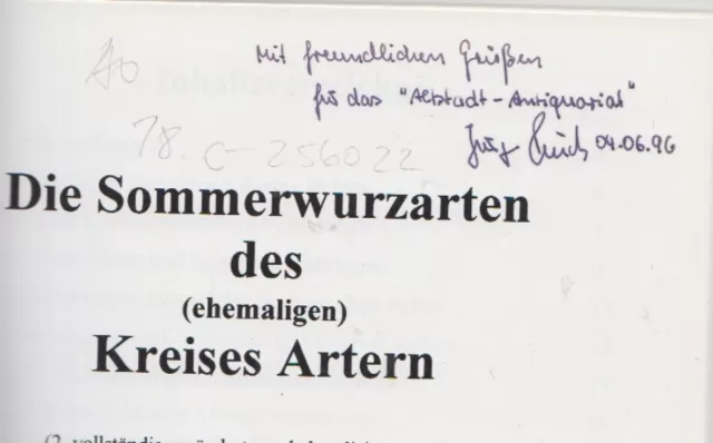 Buch: Die Sommerwurzarten des (ehemaligen) Kreises Artern, Pusch, Jürgen. 1996 2