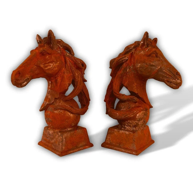 Grande statue de cheval pour jardin - pierre - 130 cm de haut