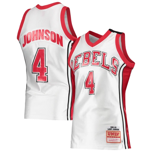 Men's Mitchell & Ness Larry Johnson White UNLV Rebels 1989-90 Authentic