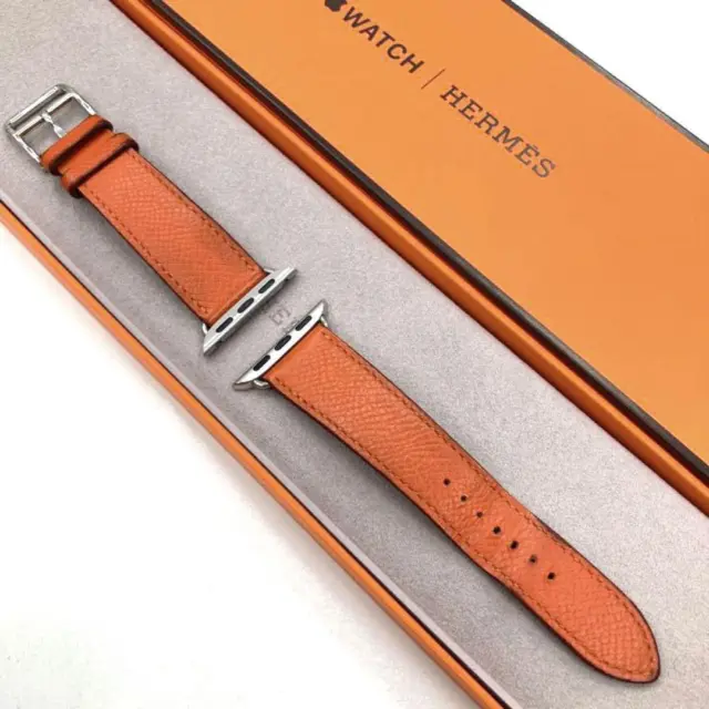 Apple Watch Hermes Leather Band 38 40 41mm Simple Tour Orange Used Japan Fedex
