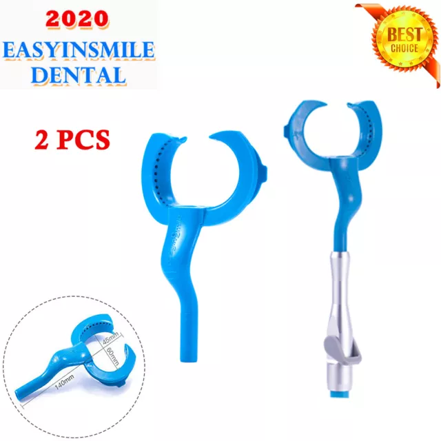 2Pcs Dental Oral Cheek Lip Retractor Blue Droplets Suction Mouth Opener Hygiene