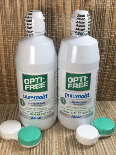(2) Opti-Free Puremoist Multi-Purpose Disinfecting Solution 10oz ~EXP:9-30-25+