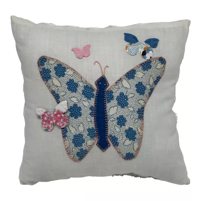 NEW Handmade Butterfly Pillow Vintage Feed Sack Quilt  Chenille Bedspread  Cute!