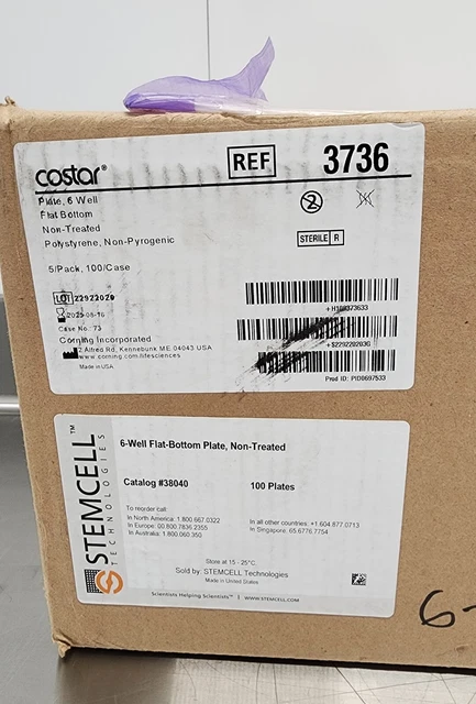 CORNING 3736  Clear 6-well Not Treated Multiple Well Plates, LIDS, Sterile  CASE