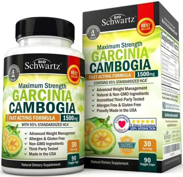 Garcinia Cambogia Weight Loss Pills - 1500mg 95% HCA Pure Extract - Fast Acting
