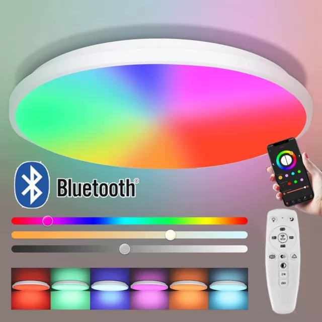 LED Deckenleuchte 30W RGB Farbwechsel mit BT Fernbedienung Dimmbar Deckenlampe