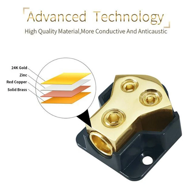 Splitter alimentazione/terra blocco distribuzione 2 vie 0/4 calibro AWG per auto Au.  q