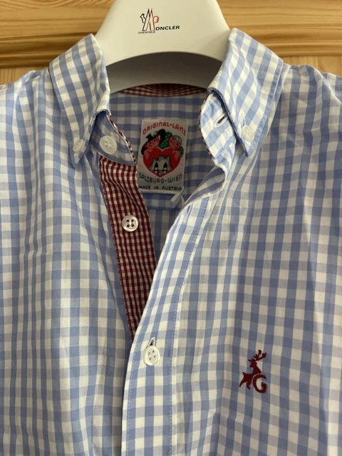 Camicia da prato originale Lanz camicia tradizionale a scacchi costume folcloristico pantaloni in pelle 152 Oktoberfest