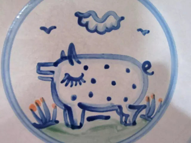 Vintage MA Hadley Pottery Stoneware Country Farmhouse Swine PIG 11" Dinner Plate