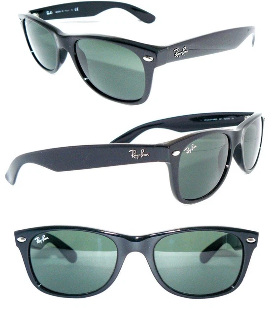 Ray Ban SONNENBRILLE SCHWARZ GRÜN RB 2132 L 901 55 NEW WAYFARER BRILLE 2140 BAG