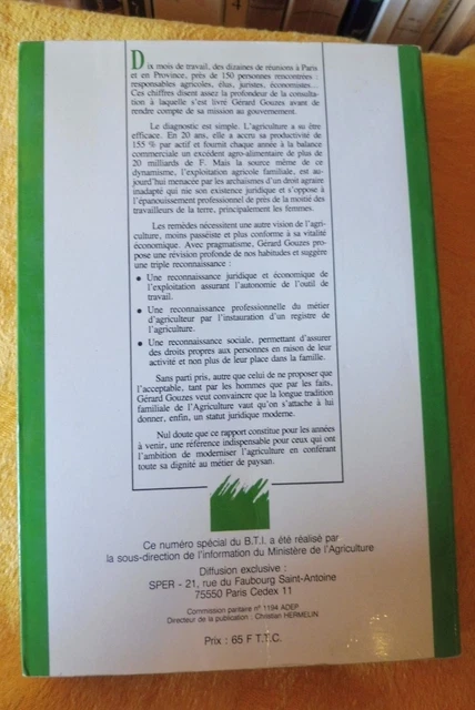 Gouzes Gérard Tradition Et Modernité de l'Agriculture Française ruralité 1985 3