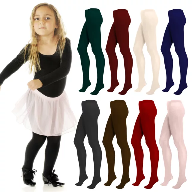 Kids Tights Girls Soft Cotton Rich Plain Footed Uniform Nifty Tights 1-3 PCS LOT