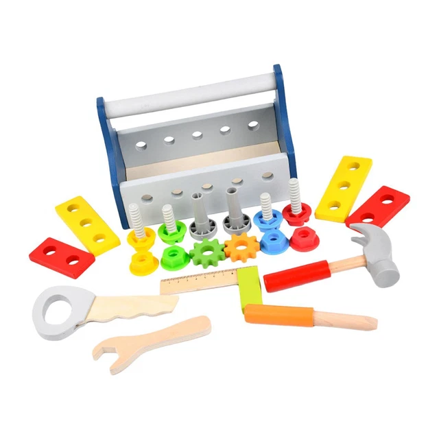 Boîte à outils de rangement Portable, banc à outils en bois pour enfants,