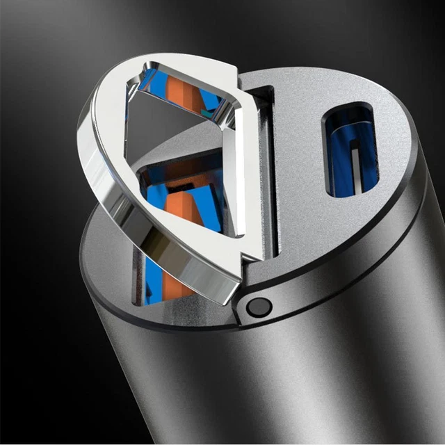 Mini adaptador de coche sigiloso - mini anillo de tracción cargador de coche carga rápida USB QC3.0 P1G9