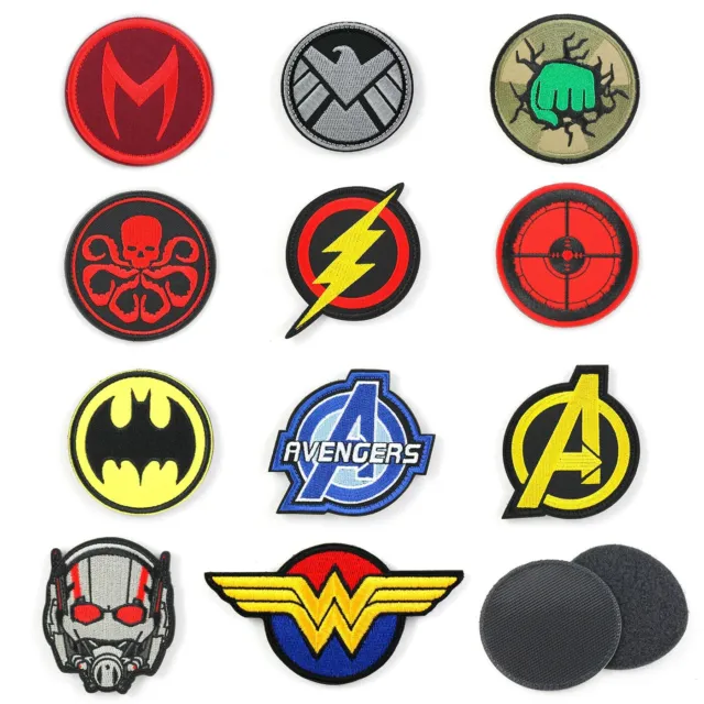 Superhero Patch Hook & Loop or Sew On Marvel DC Comic Hero Character Logo Badge