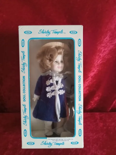 Vintage! 8" "Ideal" Shirley Temple Doll Navy Coat Straw Hat. (Not A Childs Toy)
