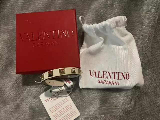 VALENTINO GARAVANI Rockstud Leather Bracelet White