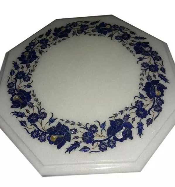 12" Mármol de Mesa Incrustación Pietra Dura Lapis Piedras Floral Decoración