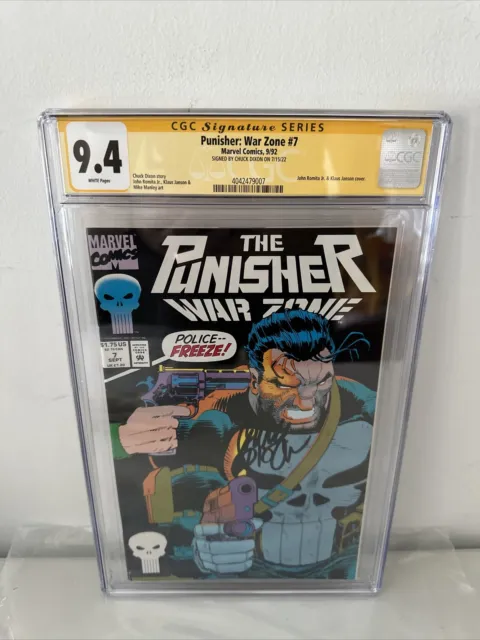 Punisher War Zone 7 CGC 9.4  WHITE pages 1992 Signed Chuck Dixon SS