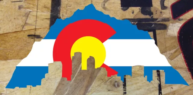 Colorado State Flag Rocky Mountains Denver Skyline RWB Sticker Decal - 5"