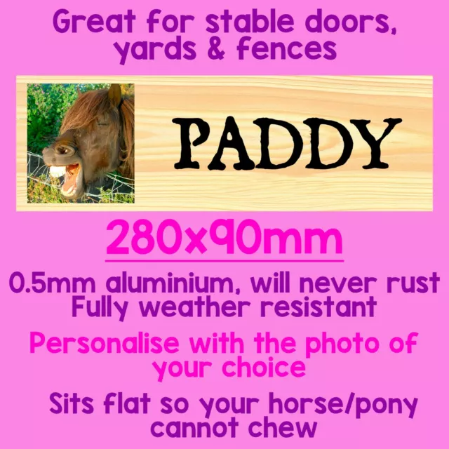 Personalised Horse Pony Stable Door Sign Metal Yard Name Plaque Groom Photo