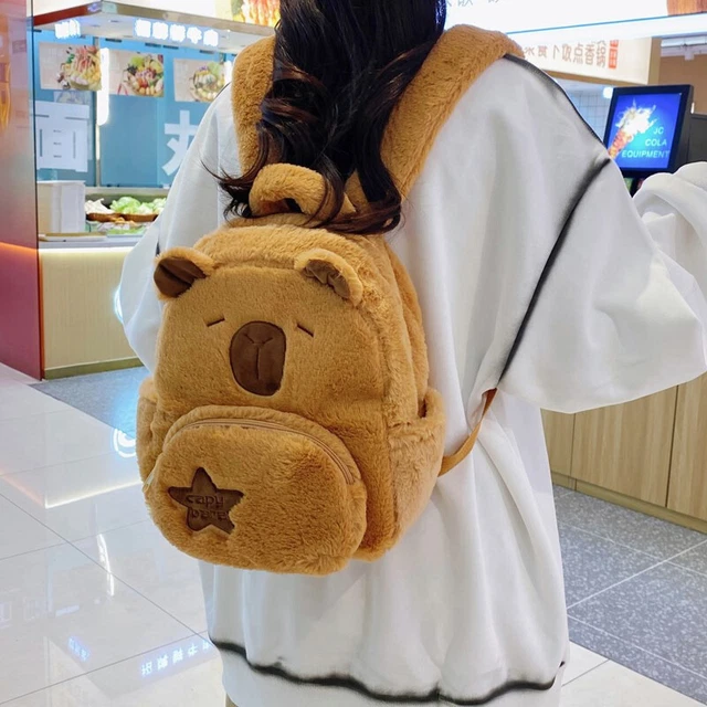 CUTE CAPIBARA PLUSH Capybara Backpack Versatile Cartoon Students School ...