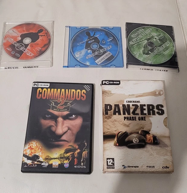 Lot De 3 Jeux Vidéo PC (Sudden Strike, Commando 2, Codename Panzers) - Version Physique - Etat Correct