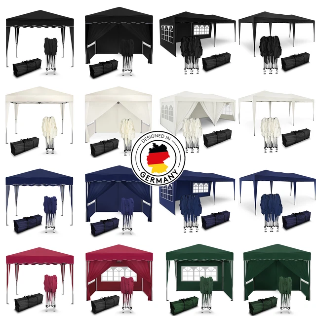 Falt Pavillon 100% WASSERDICHT Pavillion Gartenzelt Dachmaß 2x2m, 3x3m & 3x6m