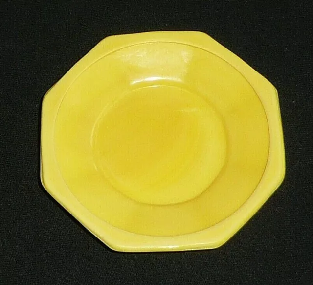 Large Octagonal Yellow Saucers(s) With Interior Paneling - Akro Agate Tea Set