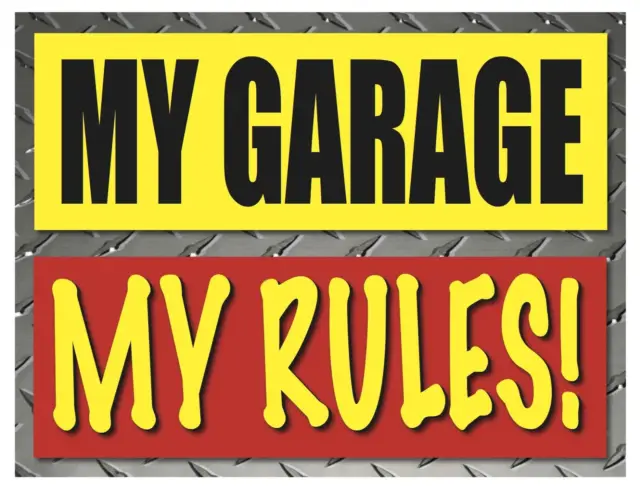 Retro My Garage My Rules Metal Aluminium Car Workshop Tool Vintage plaque SIGN