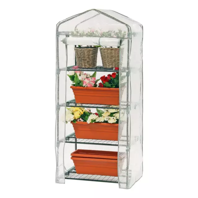 4 Tier Mini Greenhouse Outdoor Garden Planting Small Pvc Growhouse With Shelves