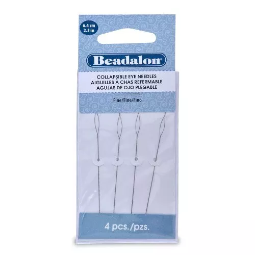 Beadalon 700F-102 Collapsible Eye Needles 2.5-Inch Fine 4 Pack