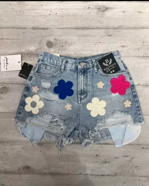 Shorts Donna Ragazza Women Jeans Jack Berry M Con Fiori Colorati