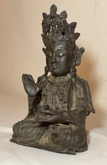 antique 1600's Ming dynasty Chinese Bodhisattva Guanyin bronze statue sculpture