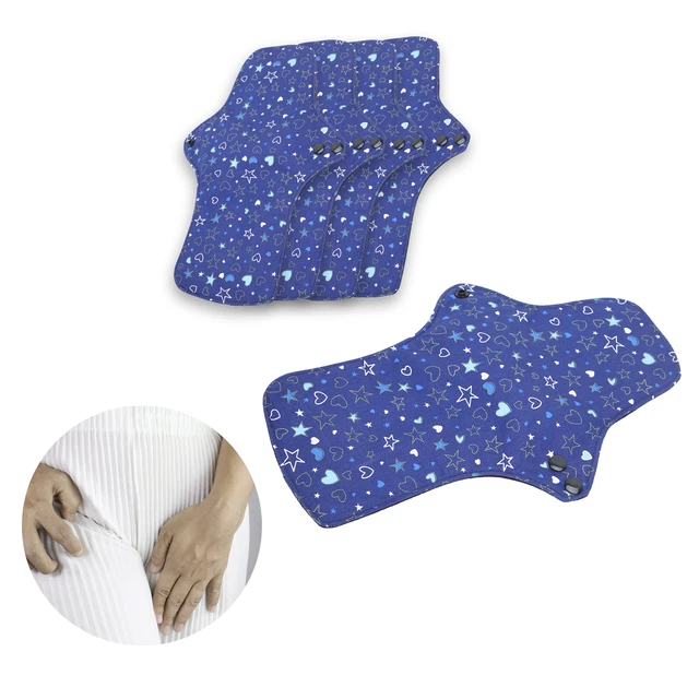 (L 20cmx29,5cm) 5x almohadillas sanitarias de algodón reutilizables lavables a prueba de fugas CHW