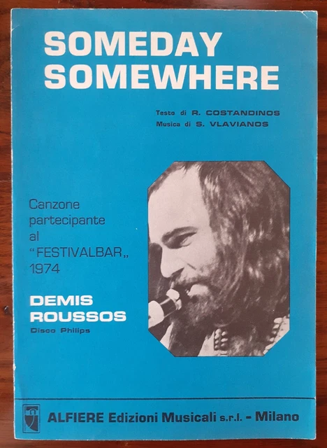 FESTIVALBAR 1974 SPARTITO SOMEDAY SOMEWHERE DEMIS ROUSSOS sheet music