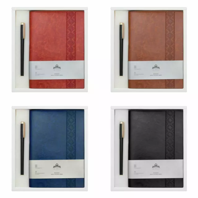 Notebook A4/A5 gefüttert liniert Notizblock Stift Tagebuch Premium Business Leder Journal 2