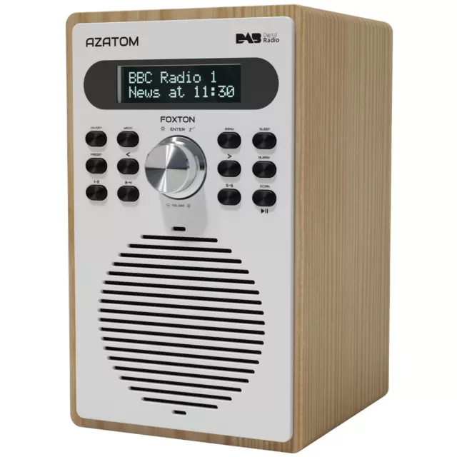 Azatom DAB DAB + Digital FM Radio Lautsprecher Wecker Retro Holz Foxton 2 schwarz 2