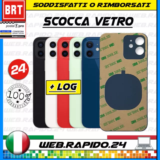 Back Cover Scocca Posteriore Vetro+Biadesivo Per Apple Iphone 12 Mini Big Hole