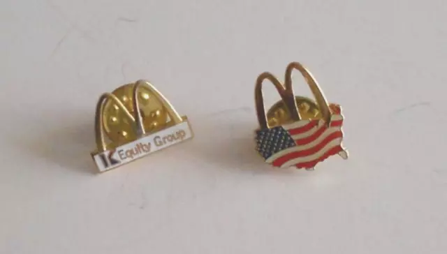 2 McDonalds Golden Arch Pins Patriotic Flag Equity Group
