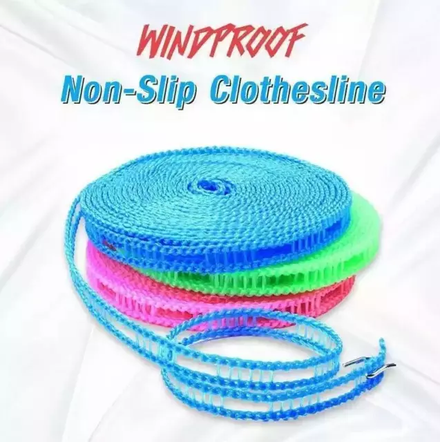 Windproof Non-Slip Clothesline Indoor Outdoor Clothes line, Portable Travel Clot