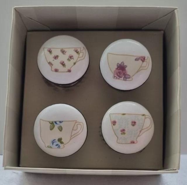 Laura Ashley  Teacup Ceramic Drawer Pulls Knobs  Box Of 4