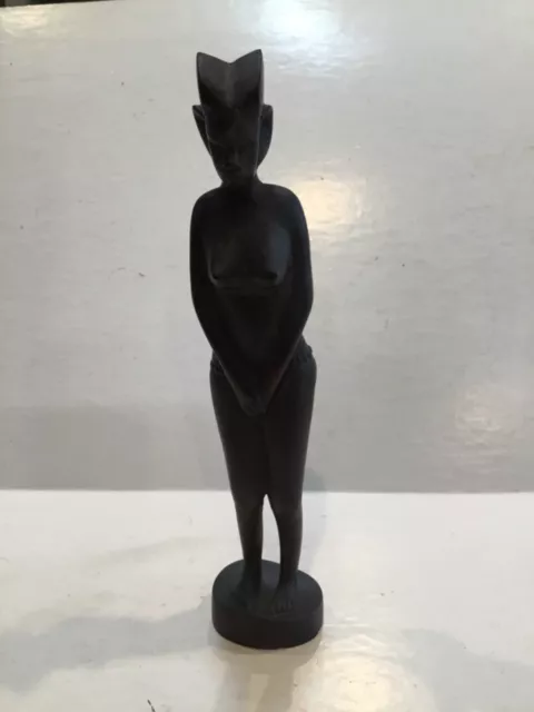 Vintage Hand Carved Ebony Wood African Woman Fertility Statue Tribal Art 14”