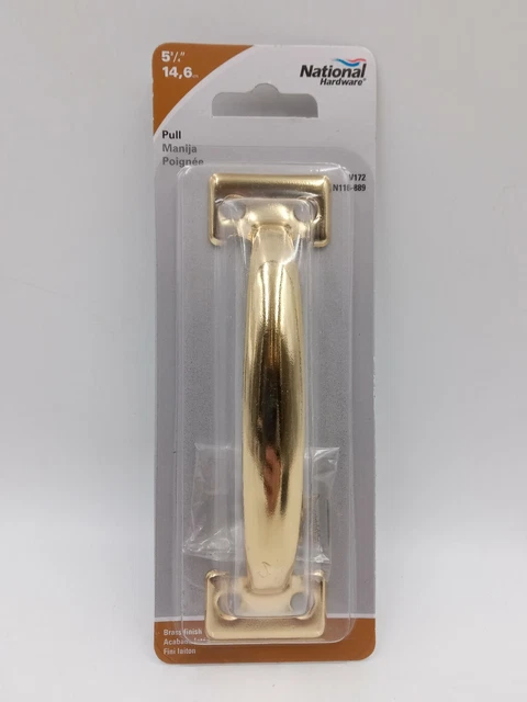 NOS National Hardware V172 5 3/4" Brass Finish Pull Handle N116-889
